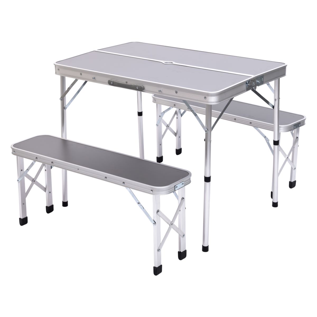 Комплект туристичний стіл + 2 лавки складні меблі Сірий Lugi JY-9060G