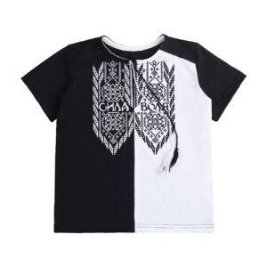 Чорно-біла футболка вишиванка "Сила й Воля", Білий, 98 (3 роки)