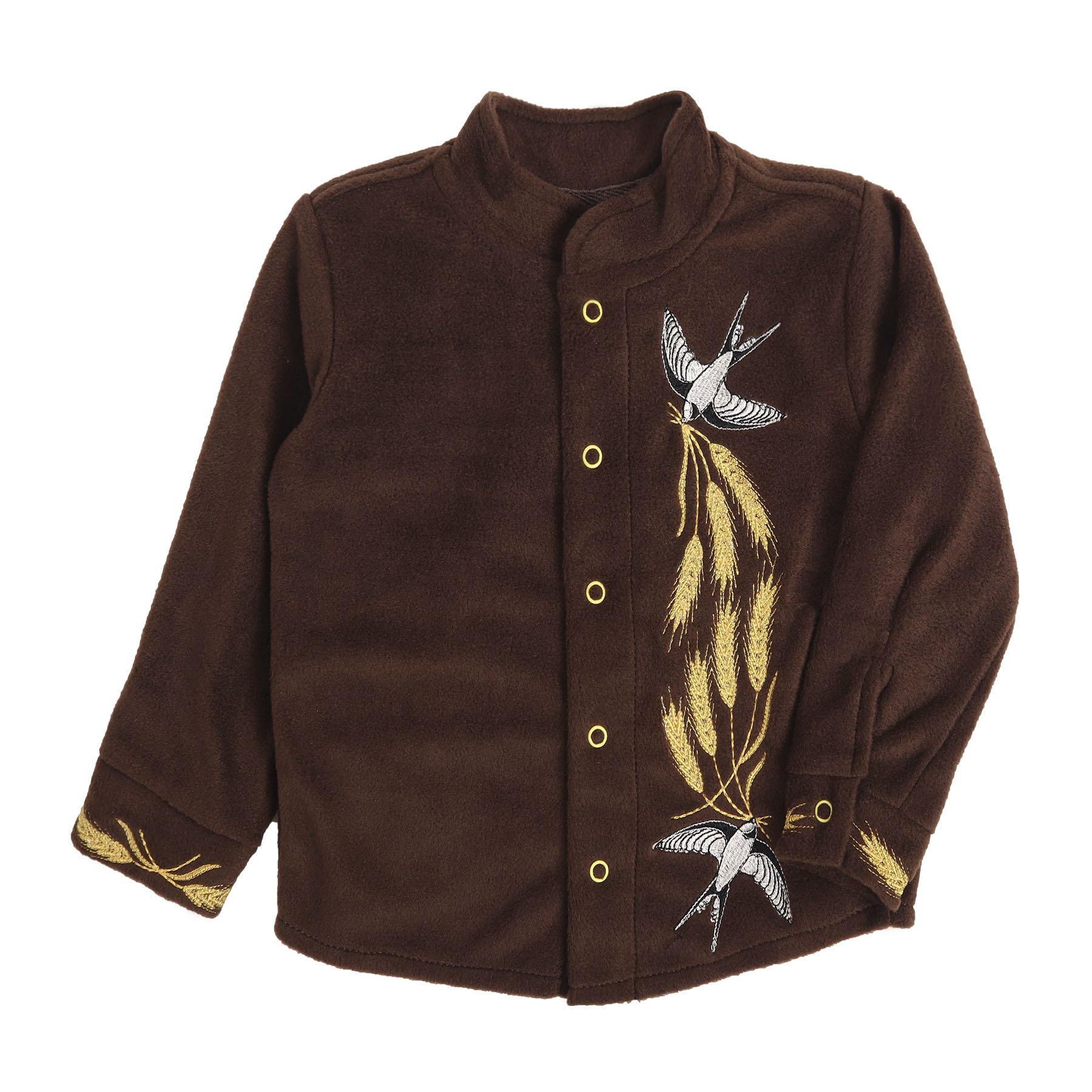 Флісова сорочка для хлопчика "Лілея" з вишивкою, Шоколад, 92 (2 роки)