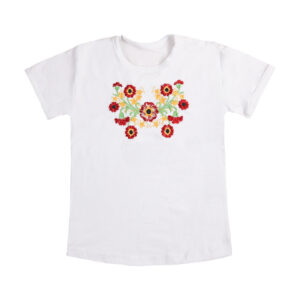 Футболка вишиванка "Букет" для дівчинки №3, Білий, 110-116см