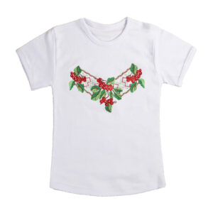 Футболка вишиванка для дівчинки "Калина", Білий, 98-104см