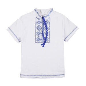 Футболка вишиванка для хлопчика №15, Білий, 98-104см