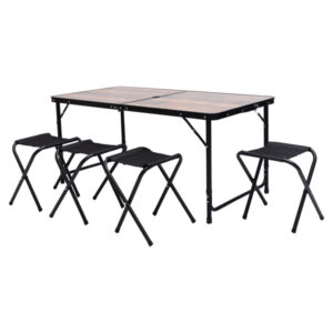 Розкладний стіл + 4 стільці кемпінговий набір для пікніка, риболовлі, відпочинку, туризму Коричневий JY-12060BR