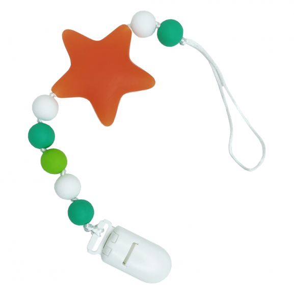 Ланцюжок для пустушки силіконовий " Зірка ", Помаранчевий