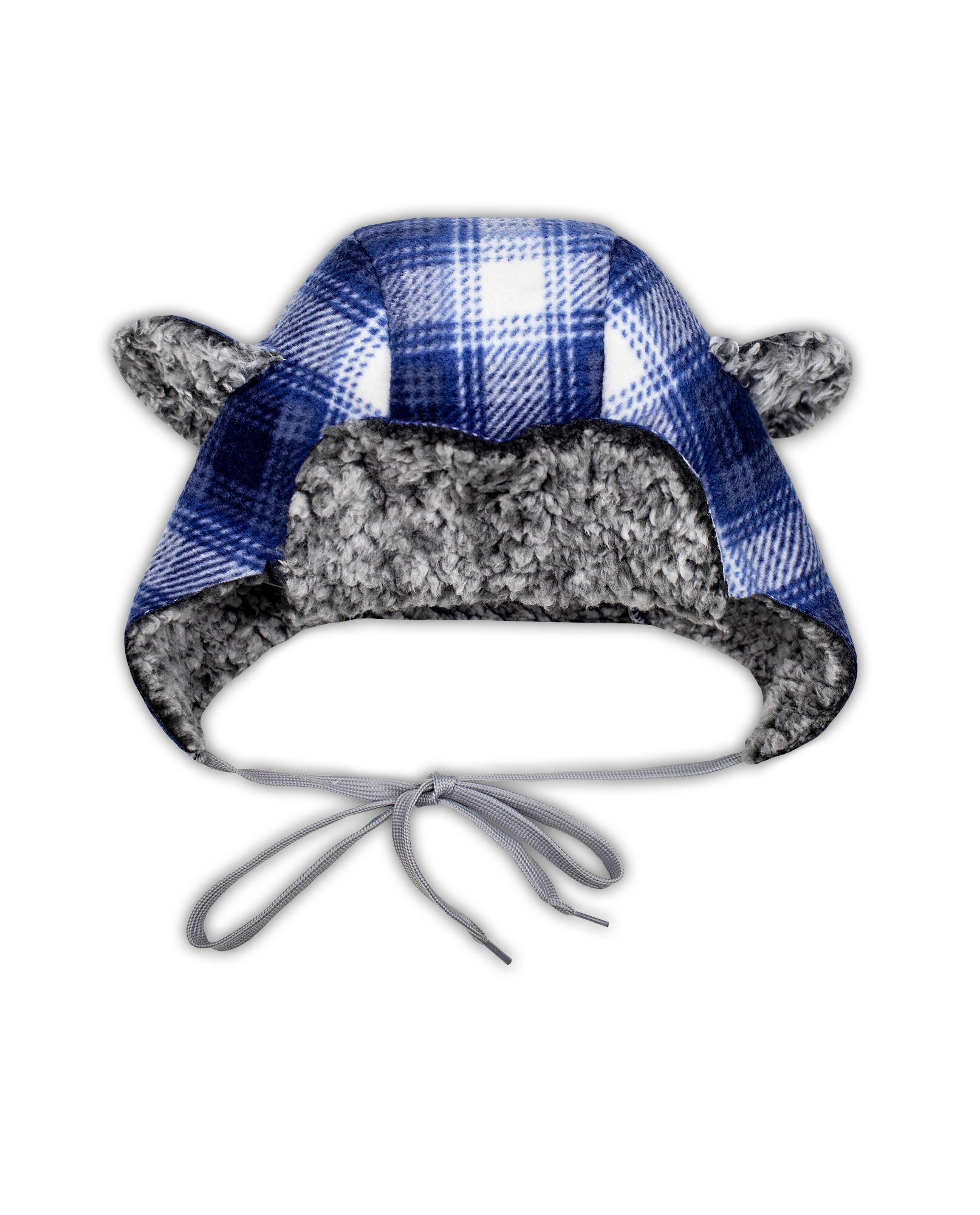 Шапка тепла дитяча за зав'язочках, Синій, 52-56