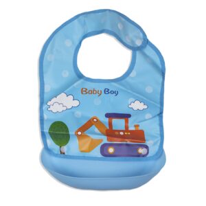 Слинявчик на кнопці зі з'ємною кишенею, Блакитний