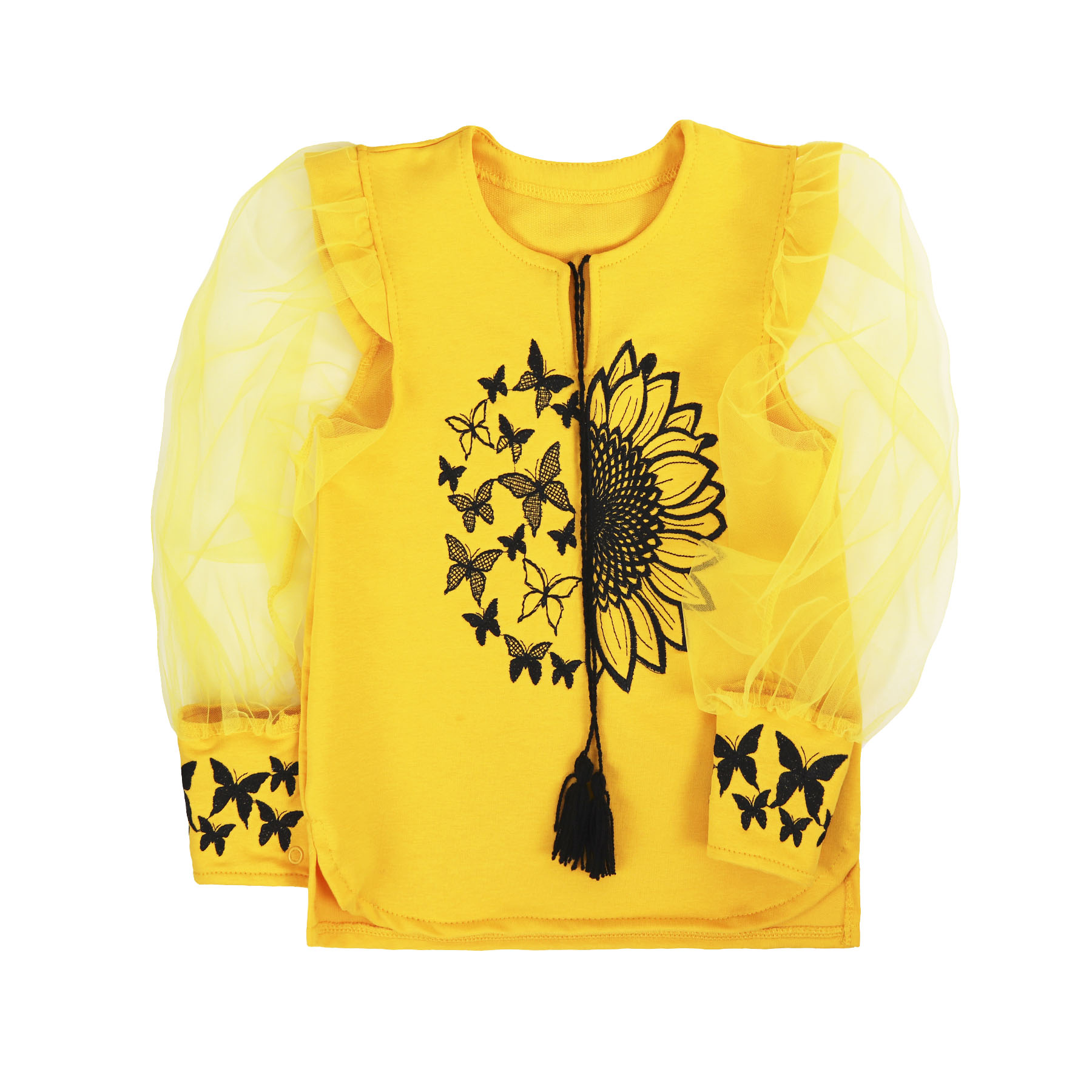 Вишиванка для дівчинки "Соняшник" фатиновий рукав, Жовтий, 110 (5 років)