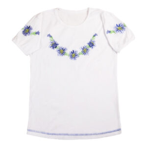 Вишиванка для дівчинки "Волошки", Білий, 122-128см