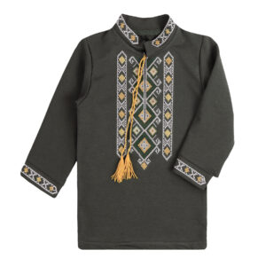 Вишиванка для хлопчика "Устим" довгий рукав, Хакі, 92 (2 роки)