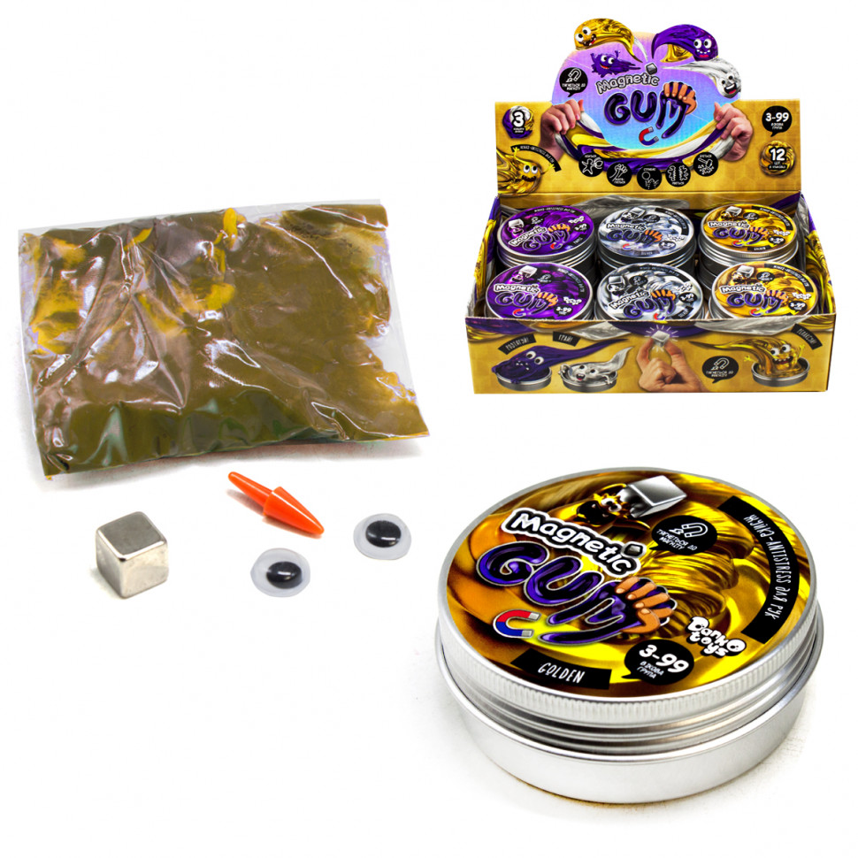 Жуйка для рук "Magnetic Gum" MgGUM-01 в металевій коробочці Золотистий