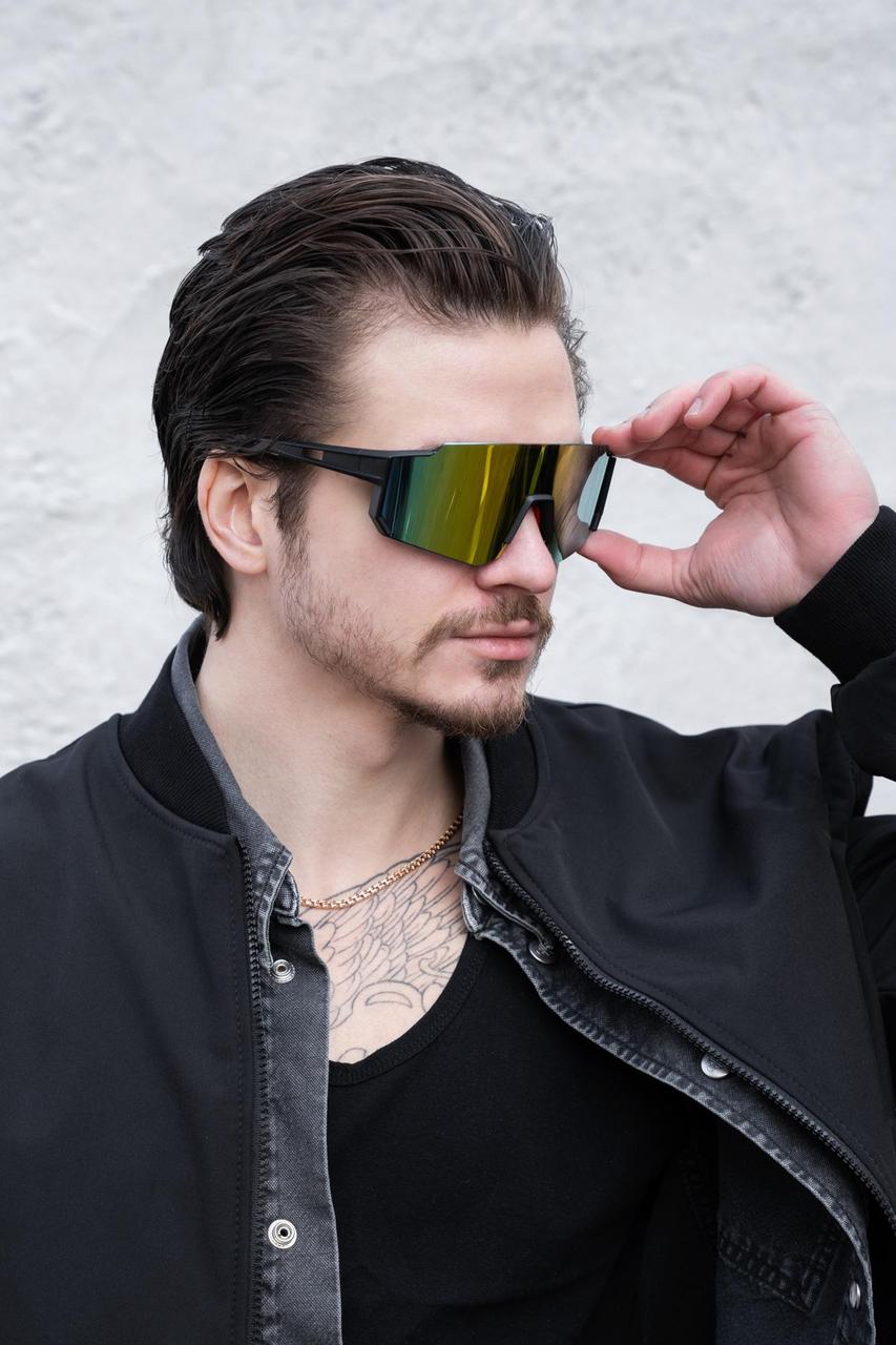 Чоловічі Стильні Сонцезахисні Поляризаційні Окуляри Without Visor Black&Yellow