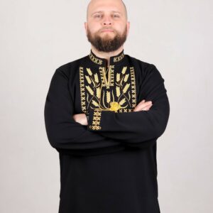 Вишиванка чоловіча "Колоски", Чорний, 46