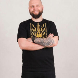 Футболка-вишиванка чоловіча "Колоски", Чорний, 44 (M)