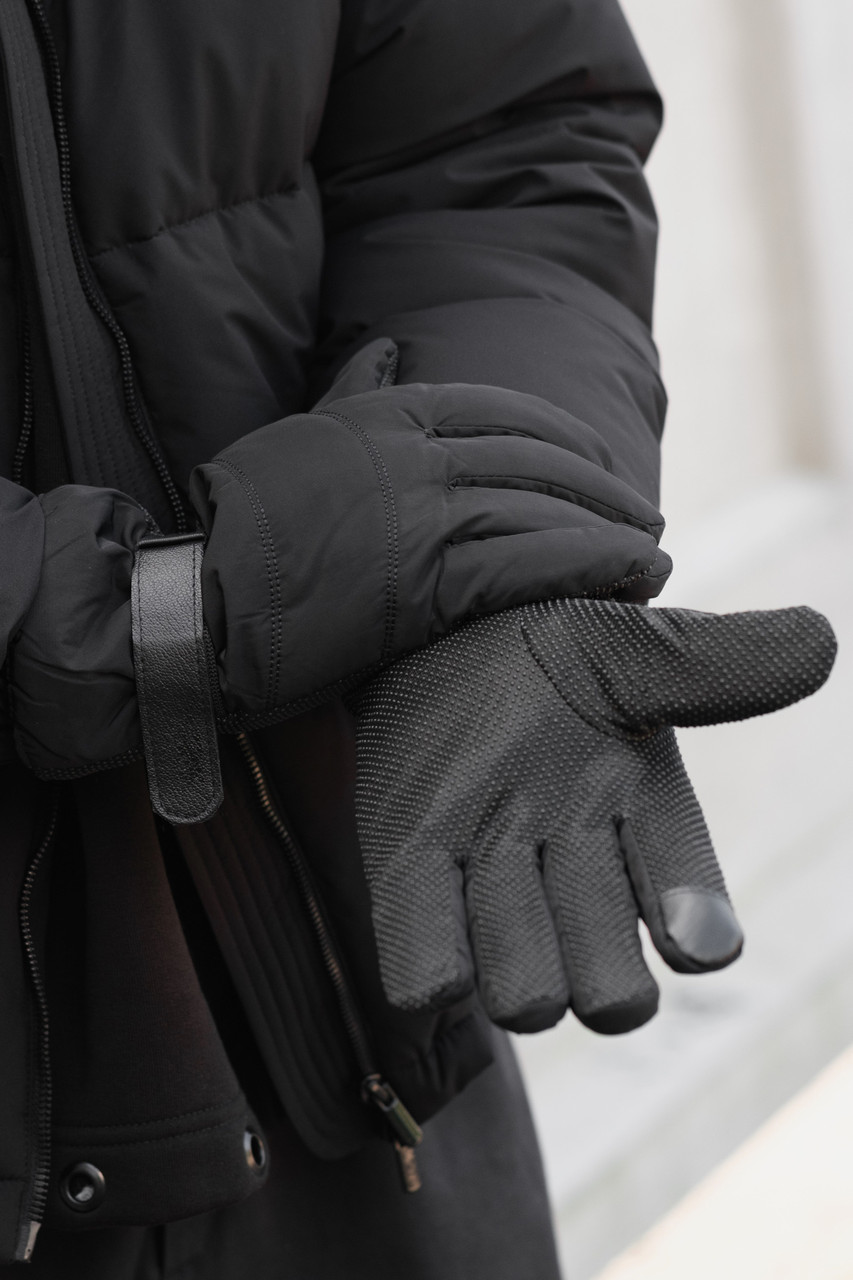 Теплі чорні зимові пухові перчатки рукавиці 16-5 Without Thermax Man