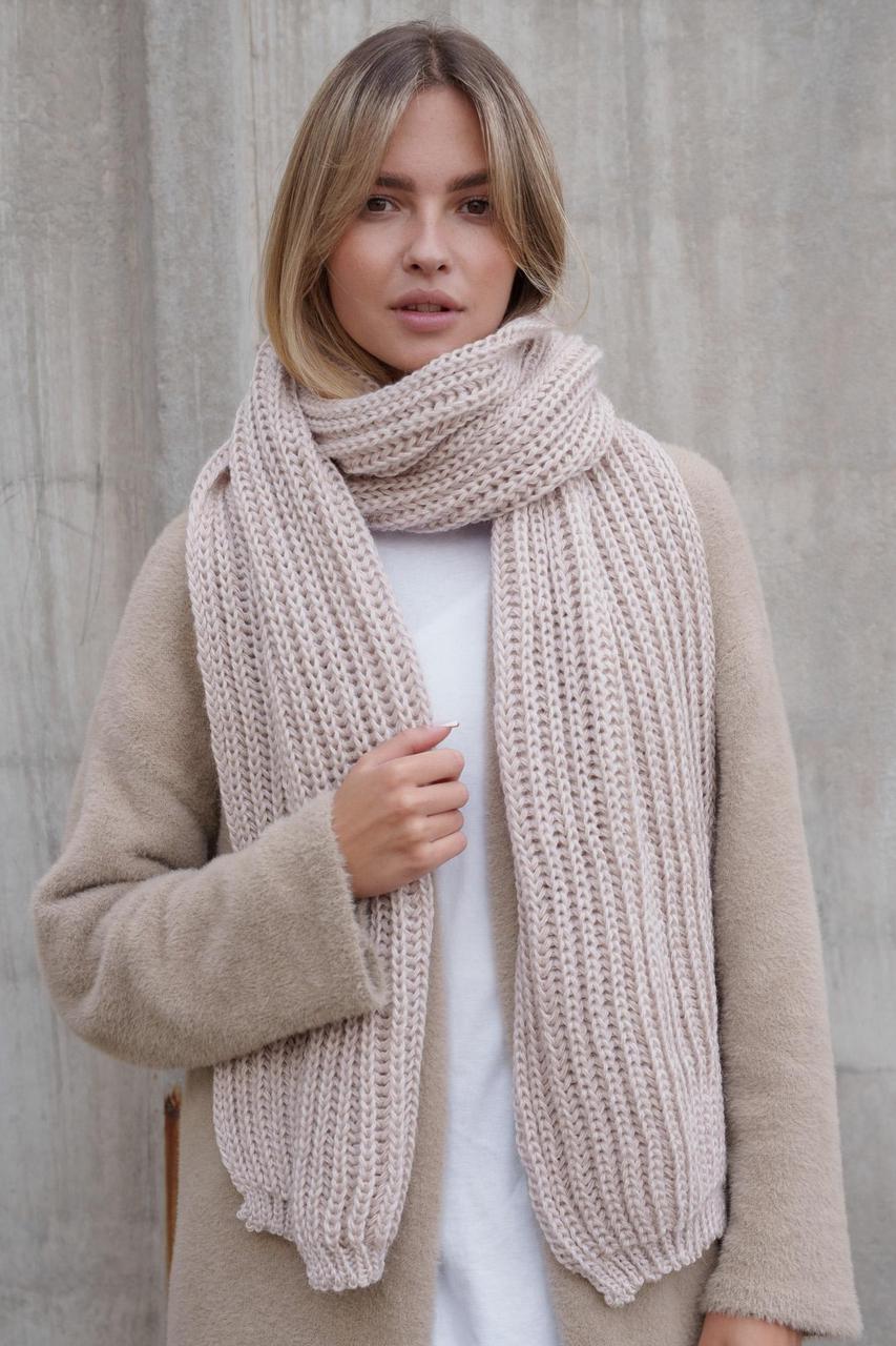 Женский Теплый Вязаный Шарф Without Carry Beige