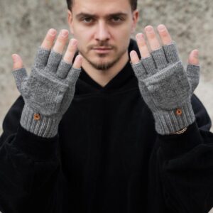 Чоловічі теплі зимові сенсорні перчатки рукавиці без пальців 3-30 Without Jude Gray