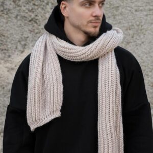 Чоловічий Теплий В'язаний Шарф Without Carry Beige