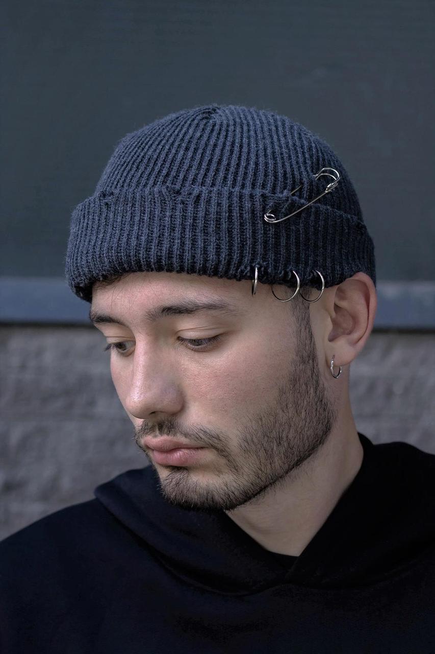 Рвана Шапка Біні Without Destroyed Темно Сіра Man