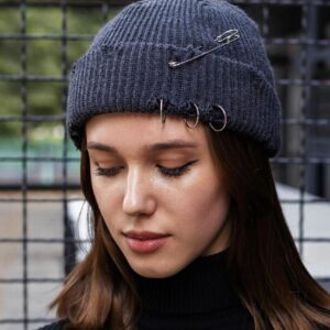 Рвана Шапка Біні Without Destroyed Темно Сіра Woman