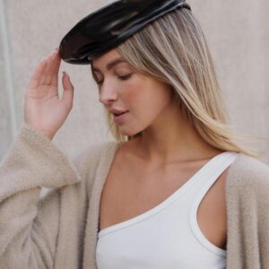Жіночий Шкіряний Берет Without Bonjour Black