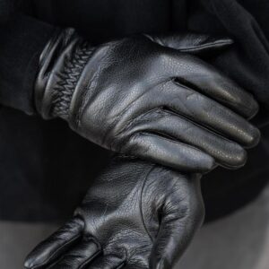 Чоловічі шкіряні теплі зимові сенсорні перчатки рукавиці 1-59 Without Tomy Black