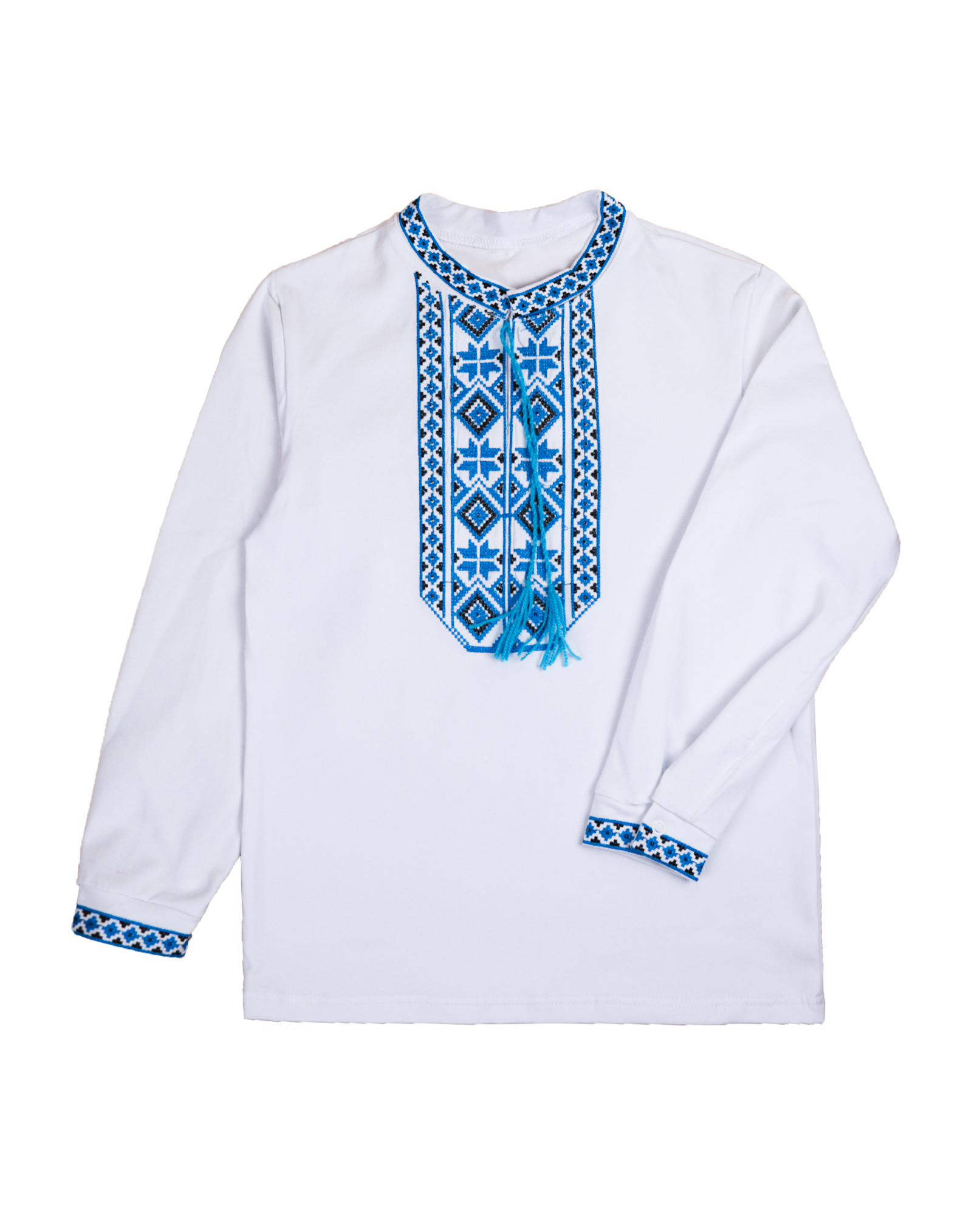 Сорочка вишиванка з довгим рукавом №17, Блакитний, 146 (11 років)