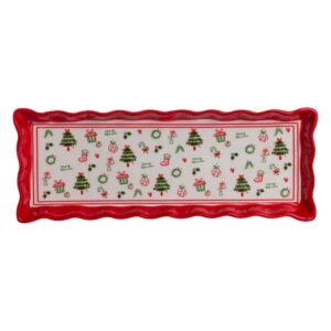 Сервірувальне новорічне блюдо для закусок Merry Christmas 36,5×13×3 (см) з порцеляни CR-1-16