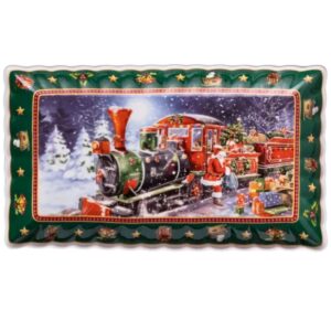 Сервірувальне новорічне блюдо для закусок з порцеляни Santa 30,5×17,5×2,5 (см) HP-SDHK-22