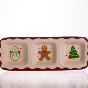 Менажниця порцелянова Merry Christmas на 3 секції 30×11×2.5 (см) прямокутна CR-1-41