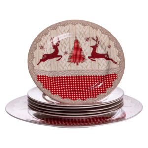 Набір новорічних порцелянових тарілок Christmas Magic (7 шт) Ø26.5/19 см Yiwu HP-SDHK-12
